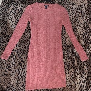 FOREVER 21 red ribbed long sleeve dress
